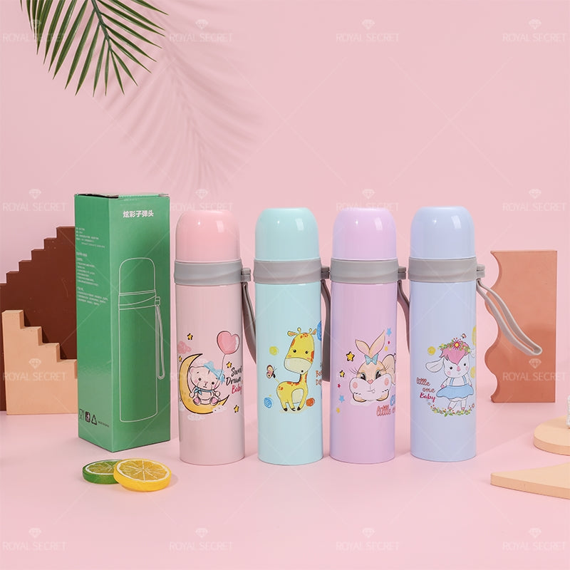 Thermos Botella Termo Para Niños De 380ML Con Pajita De Acero Inoxidable Termos  De Dibujos Animados Linda De Agua Térmica