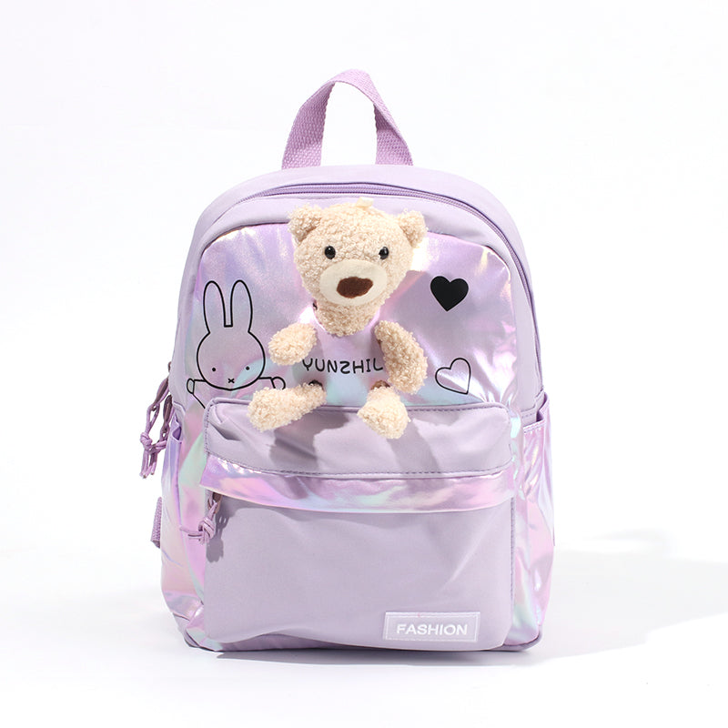 Mini mochila blanca de carreras de autos para niños y niñas, mochila  preescolar para estudiantes, mochila de viaje, Lindo oso de dibujos  animados